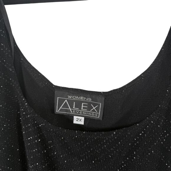 Alex Evenings Black Sequin Tank Blazer 2 Piece Set Wedding Guest Womens Plus 2x - Picture 7 of 8